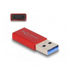 Delock Adaptér USB 10 Gbps, ze zástrčkového konektoru USB Typu-A na zásuvkový konektor USB Type-C™, aktivní červená