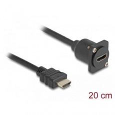 Delock Kabel rozhraní HDMI D-Type, ze zástrčky na zásuvku, černý, 20 cm