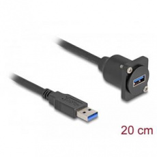 Delock Kabel typu-D, USB 5 Gbps ze zástrčky Typu-A na zásuvku Typu-A, černý, 20 cm