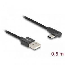 Delock Kabel USB 2.0 Typ-A samec na USB Type-C™ samec pravoúhlý 0,5 m černý