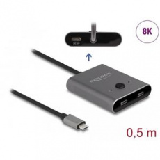 Delock Switch USB 10 Gbps USB Type-C™, 2 na 1, obousměrný, 8K