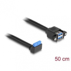 Delock Kabel USB 5 Gbps ze zásuvkového pinového konektoru, na 2 x zásuvky rozhraní USB 5 Gbps Typ-A, k  vestavění, 50 cm