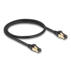 Delock Síťový kabel RJ45 Cat.6A zástrčky na zástrčku, S/FTP, černý, délky 50 cm, Cat.7, silné tloušťky, vhodný pro průmysl