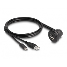 Delock Kabel USB 2.0, ze zástrčky USB Typ-A a zástrčky USB Type-C™ na zásuvku USB Typ-A, pravoúhlou 90° a na zásuvku USB