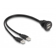 Delock Kabel USB 2.0, 2 x USB Typ-A zástrčky na 2 x USB Typ-A zásuvku, k vestavění, 1 m, černý