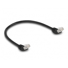 Delock Síťový kabel RJ45 Cat.6A S/FTP, zalomený nahoru o 45°, 1 m, černý