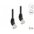 Delock Síťový kabel RJ45 Cat.6A S/FTP, zalomený nahoru o 45°, 5 m, černý