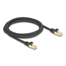 Delock Síťový kabel RJ45 Cat.6A S/FTP, zalomený dolů o 45°, 2 m, černý