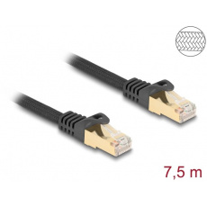 Delock Síťový kabel RJ45 s pleteným opláštěním, Cat.6A, ze zástrčky S/FTP na zástrčku, 7,5 m, černý