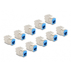 Delock Modul Keystone ze zásuvkového konektoru RJ45 na LSA Cat.6A, beznástrojový, modrý, sada 10 kusů