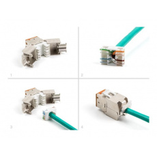 Delock Modul Keystone ze zásuvkového konektoru RJ45 na LSA Cat.6A, beznástrojový, oranžová, sada 10 kusů