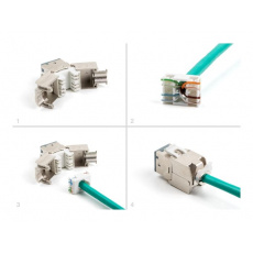 Delock Modul Keystone ze zásuvkového konektoru RJ45 na LSA Cat.6A, beznástrojový, šedá, sada 10 kusů