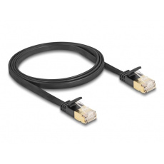 Delock Síťový kabel RJ45 Cat.6A, ze zástrčky na zástrčku, s robustní západkou a hrubým plochým kabelem Cat.7, U/FTP, 1 m