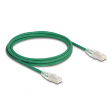 Delock Síťový kabel RJ45 Cat.6A, ze zástrčky na zástrčku, se zahnutou západkou, U/FTP, tenký, 2 m, zelený