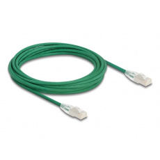 Delock Síťový kabel RJ45 Cat.6A, ze zástrčky na zástrčku, se zahnutou západkou, U/FTP, tenký, 5 m, zelený