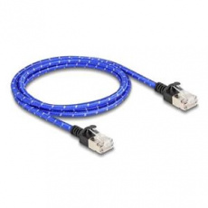 Delock Síťový kabel RJ45 s opleteným pláštěm, Cat. 6A, U/FTP Slim, 1 m, modrý