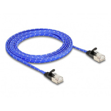 Delock Plochý síťový kabel RJ45, s pleteným opláštěním, Cat.6A, U/FTP, 2 m, modrý