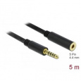 Delock Prodlužovací kabel Stereo Jack 4,4 mm 5 pin samec na samici 5 m černý