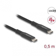 Delock USB 20 Gbps kabel USB Type-C™ samec na samec PD 3.0 100 W E-Marker 0,5 m černý kov