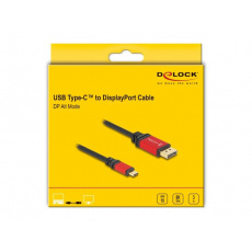 Delock Kabel USB Type-C™ na DisplayPort (DP Alt Mód) 8K 30 Hz s funkcí HDR 3 m červená