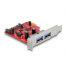 Delock PCI Express x1 Karta na 2 x externí USB 5 Gbps Typ-A samice - Low Profile