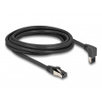 Delock Síťový kabel RJ45 Cat.8.1 S/FTP, zalomený nahoru o 90° / přímý, 3 m, černý