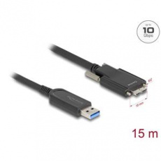 Delock Aktivní optický kabel USB 10 Gbps-A samec > USB 10 Gbps Typ Micro-B samec se šroubky 15 m