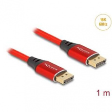 Delock DisplayPort kabel 16K 60 Hz 1 m červený kovový