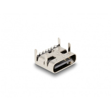 Delock 6-pinový SMD konektor USB 5 Gbps USB Type-C™, zásuvkový, k montáži pájením, pravoúhlý 90°, 10 ks