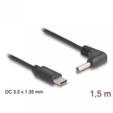 Delock Napájecí kabel z konektoru USB Type-C™ na stejnosměrný konektor 3,5 x 1,35 mm, pravoúhlý, 1,5 m