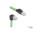 Delock Síťový kabel RJ45, Cat.6A zástrčky na zástrčky pravoúhlý dolů SF/UTP vhodné pro řetězení PUR (TPU) 1 m zelený