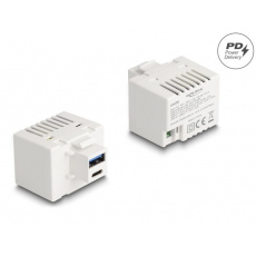 Delock Modul Keystone s nabíjecími porty USB Typ-A a USB Type-C™, PD 20 W, bílý