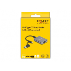 Delock USB Type-C™ čtečka karet pro paměťové karty SD a CFexpress typu B