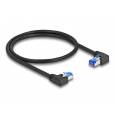 Delock Síťový kabel s konektorem RJ45 Cat.6A, S/FTP pravý / levý, pravoúhlý, délky 0,5 m, černý