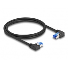 Delock Síťový kabel s konektorem RJ45 Cat.6A, S/FTP pravý / levý, pravoúhlý, délky 1 m, černý