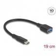 Delock Adaptér USB 10 Gbps, ze zástrčky USB Type-C™ na zásuvku Typ-A, délky 19 cm 60 W QC 3.0 černá