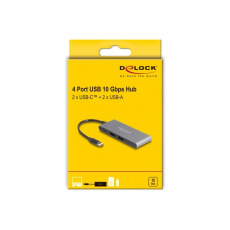 Delock 4 portový rozbočovač USB Type-C™ se 2 x USB Typu-A a 2 x USB Type-C™ 10 Gbps