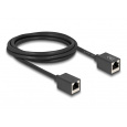 Delock Síťový prodlužovací kabel ze zásuvku RJ45 na zásuvku RJ45, Cat.6A, S/FTP, 2 m, černý