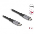 Delock USB 40 Gbps kabel USB Type-C™ samec na samec PD 3.1 240 W E-Marker 2 m šedá kovová