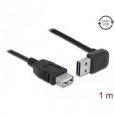 Delock Prodlužovací kabel EASY-USB 2.0 Typ-A samec pravoúhlý nahoru / dolů > USB 2.0 Typ-A samice černá 1 m