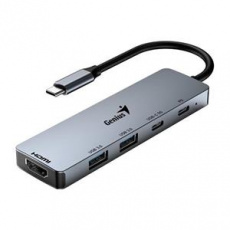 Genius UH-500 Dokovací stanice, USB-C, 1× HDMI, 2× USB 3.0, 2× USB-C, Power Delivery 100W, 15cm, šedá