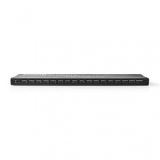 Nedis VSPL34716AT - HDMI Rozbočovač | 2× 8 Portů port(s) | Vstup HDMI ™ | USB-A Zásuvka / 16x HDMI™ výstup | Kov | černý