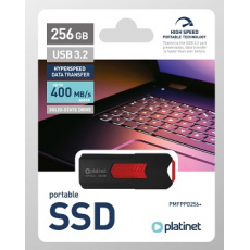 PLATINET přenosný SSD disk  USB 3.2 R/W UP TO 400MB/s 256GB černá