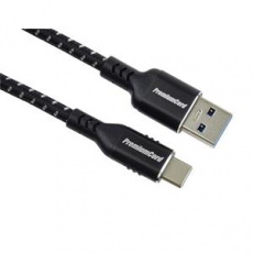 PremiumCord kabel USB-C - USB 3.0 A (USB 3.2 generation 1, 3A, 5Gbit/s) bavlněný oplet a hliníkové konektory 1m