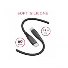 SWISSTEN DATOVÝ KABEL SOFT SILICONE USB-C / USB-C 1,5 M 60W ČERNÝ