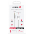 SWISSTEN AUDIO ADAPTÉR TEXTILE LIGHTNING (samec) / 3,5 mm JACK (samec) 1,5 M BÍLÝ