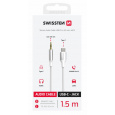 SWISSTEN AUDIO ADAPTÉR TEXTILE USB-C (samec) / 3,5 mm JACK (samec) 1,5M BÍLÝ