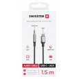 SWISSTEN AUDIO ADAPTÉR TEXTILE USB-C (samec) / 3,5 mm JACK (samec) 1,5M ČERNÝ (nahrazuje 73501303)