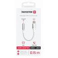 SWISSTEN AUDIO ADAPTÉR TEXTILE USB-C (samec) / 3,5mm AUX 0,15 M BÍLÝ (nahrazuje 73501302)