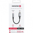 SWISSTEN AUDIO ADAPTÉR TEXTILE USB-C (samec) / 3,5mm AUX 0,15 M ČERNÝ (nahrazuje 73501301)